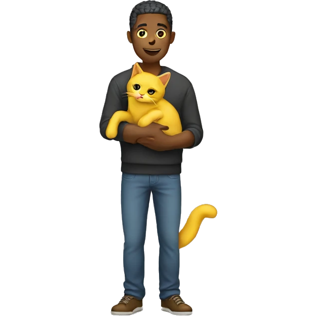 man holding a yellow cat emoji