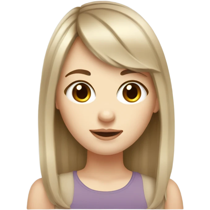 white girl with bangs milk brown hair emoji