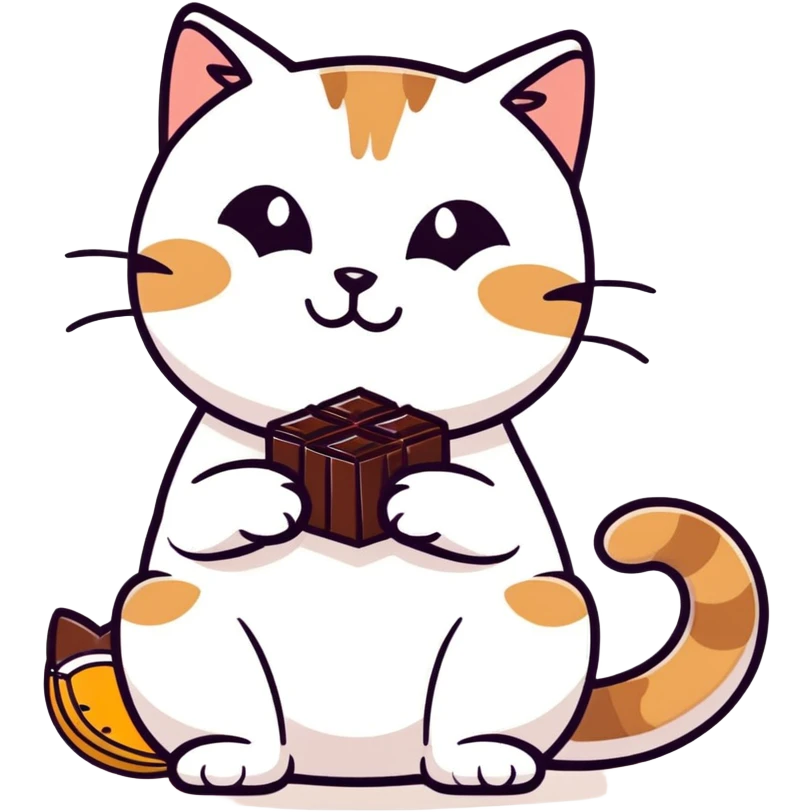 Котик ест шоколад emoji
