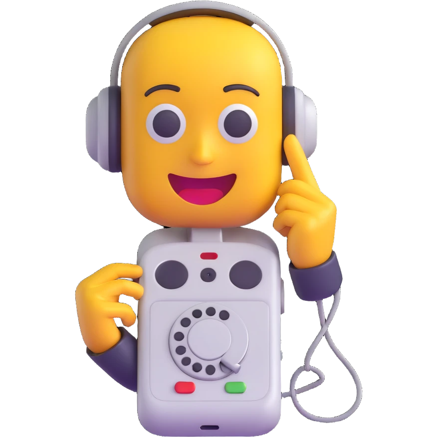 emoji character with a classic phone pressed to its ear, listening emoji