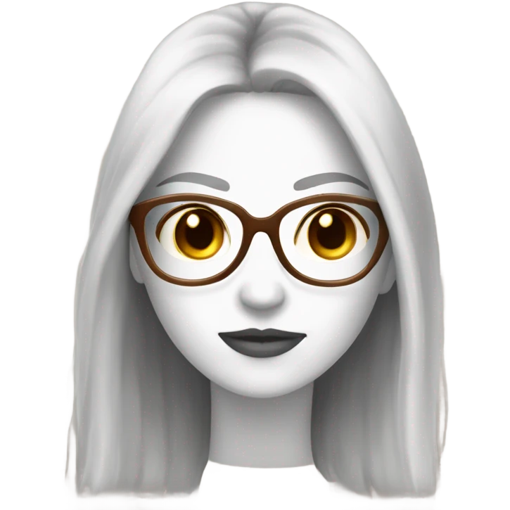 White Girl with brown long hair and golden glasses emoji