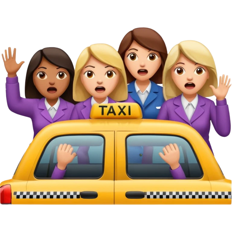 Group of women yelling angrily at a taxi cab emoji