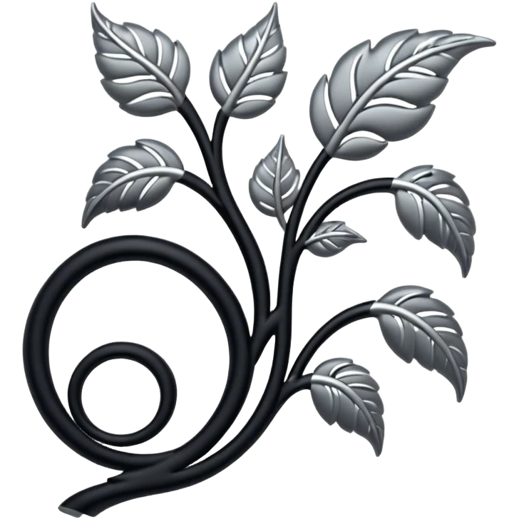 Black and silver filigree vine design, 3D, extremely detailed design emoji