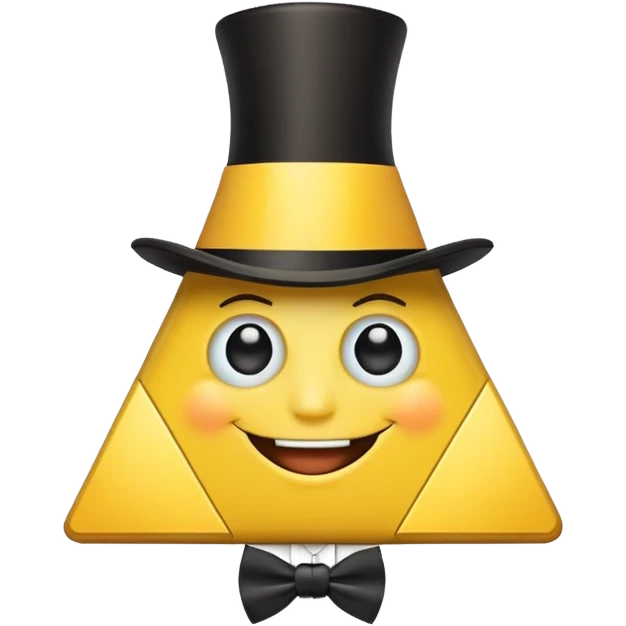 Bill Cipher from Gravity Falls, yellow triangle with top hat and bow tie emoji