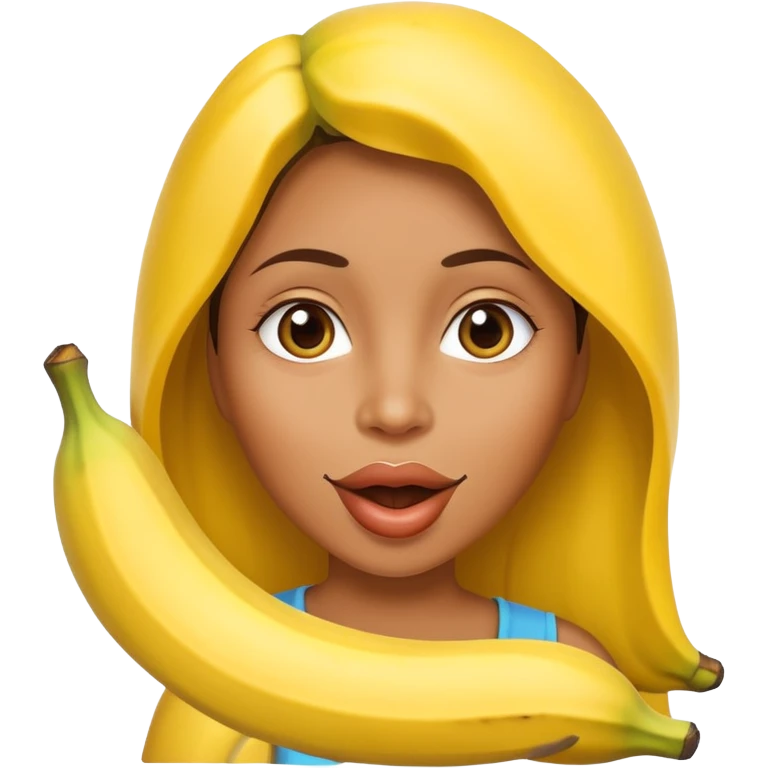Woman with banana to her mouth emoji