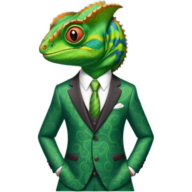 A chameleon in formal clothes emoji