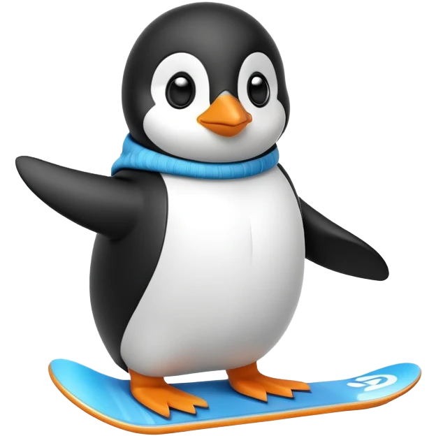 snowboarding penguin cute emoji