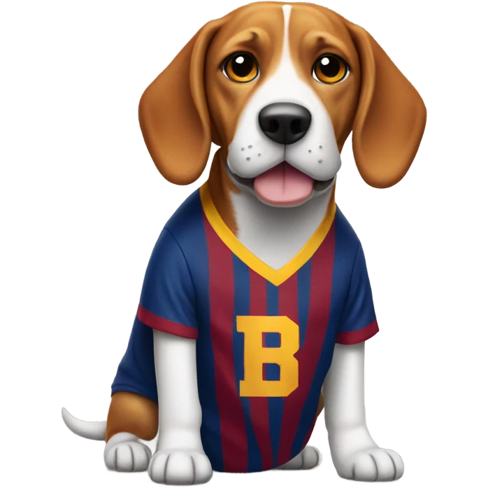 Beagle wearing a Barcelona jersey emoji