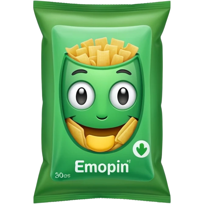 green pacaged chip without writing emoji