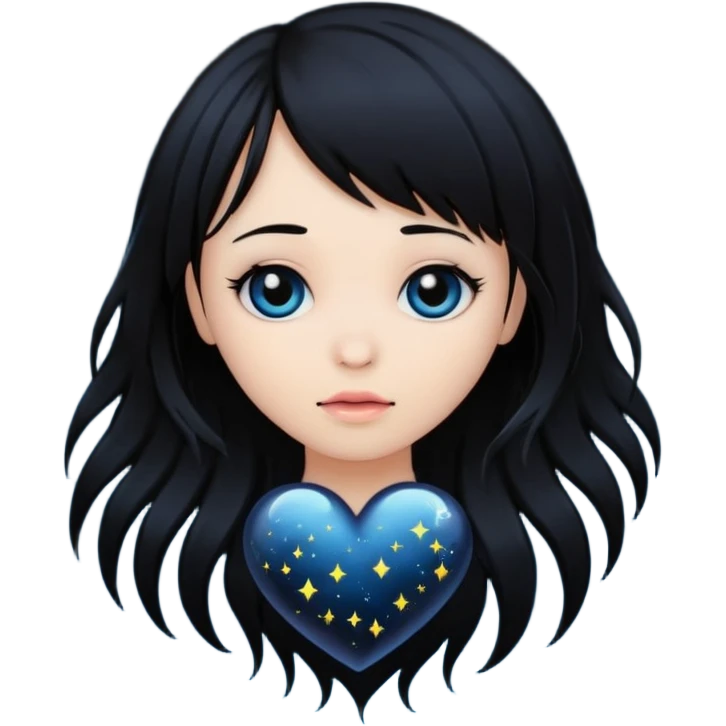 emo heart with night sky and falling locks emoji