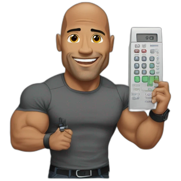 the rock with a compter emoji