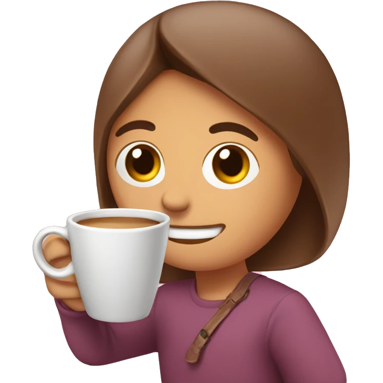 Tomando café en taza rosada  emoji