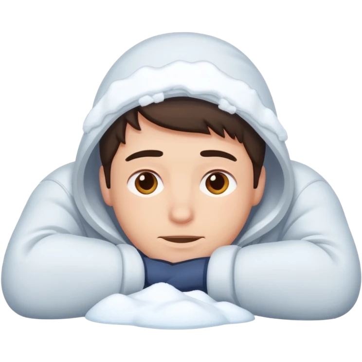 a man laying on snow and covered with snow emoji