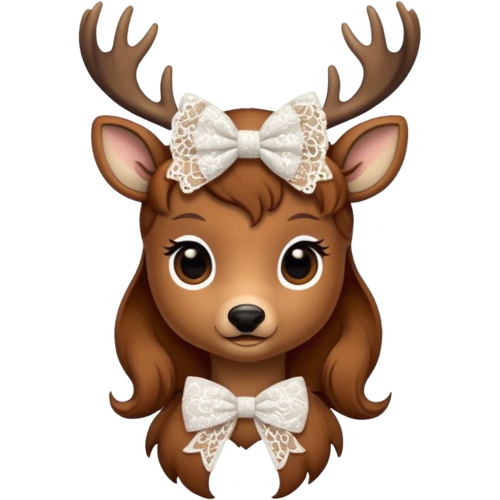 Deer with a lace bow emoji