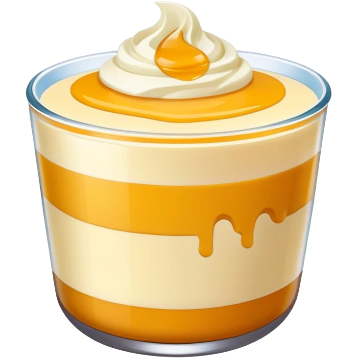 Guangdong Double Skin Milk pudding with smooth layers, simplified emoji style with bold outlines and bright colors, cartoon style famous Cantonese dessert emoji