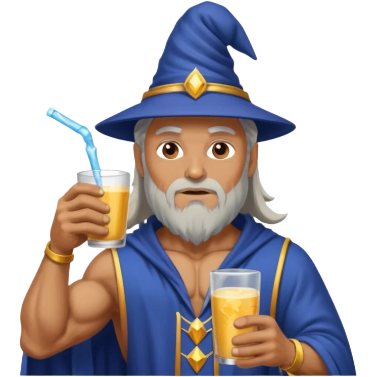 wizard working out and drinking protain emoji