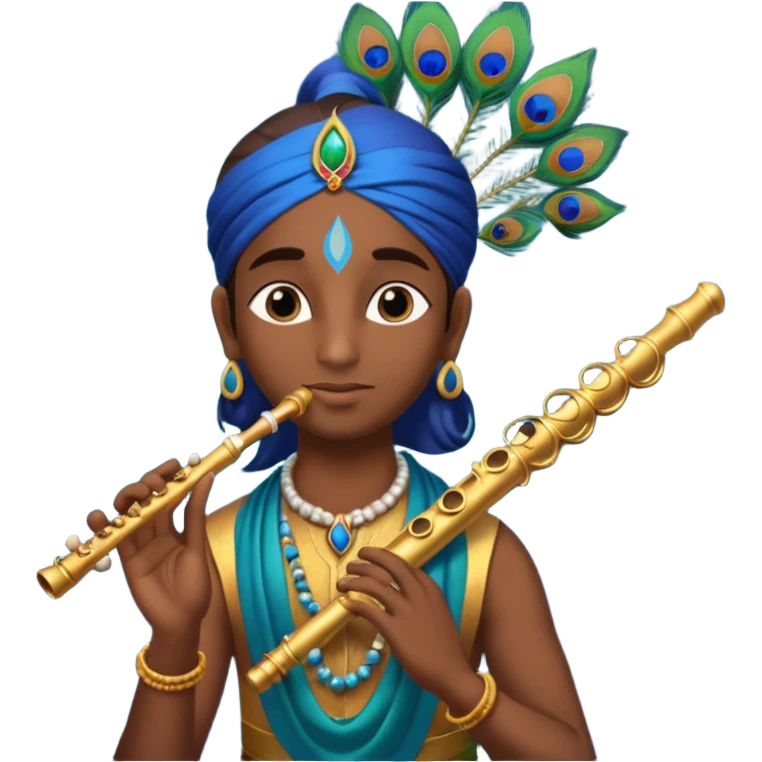 Krishna flute with peacock feather  emoji