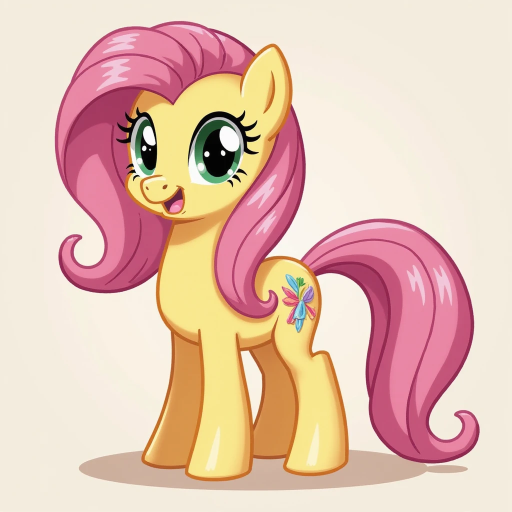 realistic style Fluttershy standing and smiling emoji
