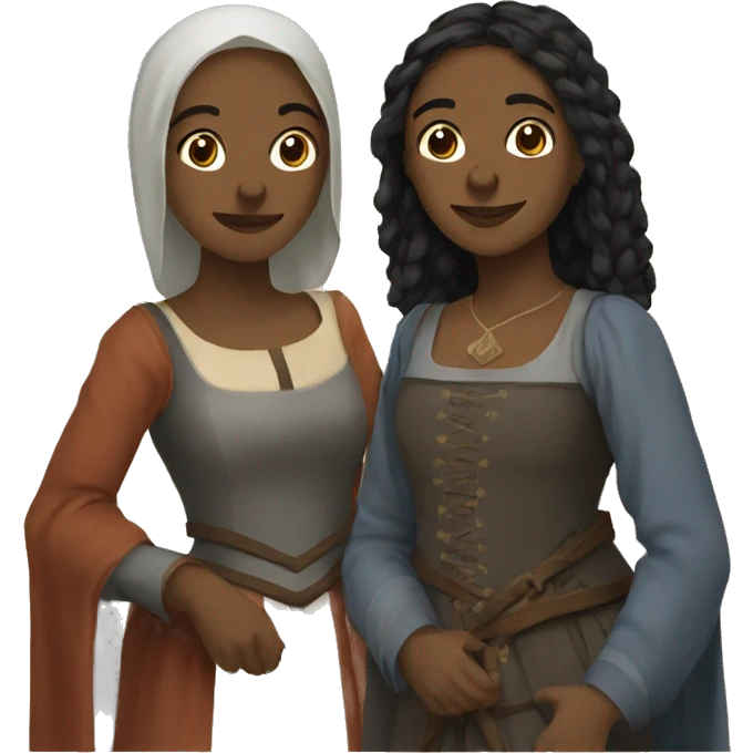 two women, aesthetic, medieval  emoji