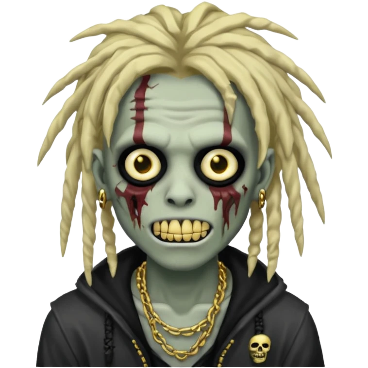 zombie emo boy emoji with dreads and gold grillz emoji