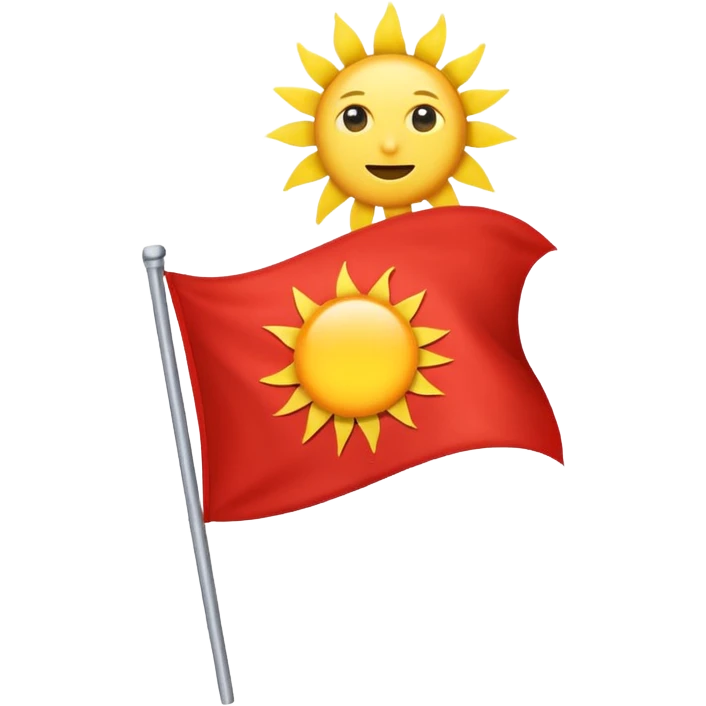 Make a flag which color is red and in centre a sun emoji