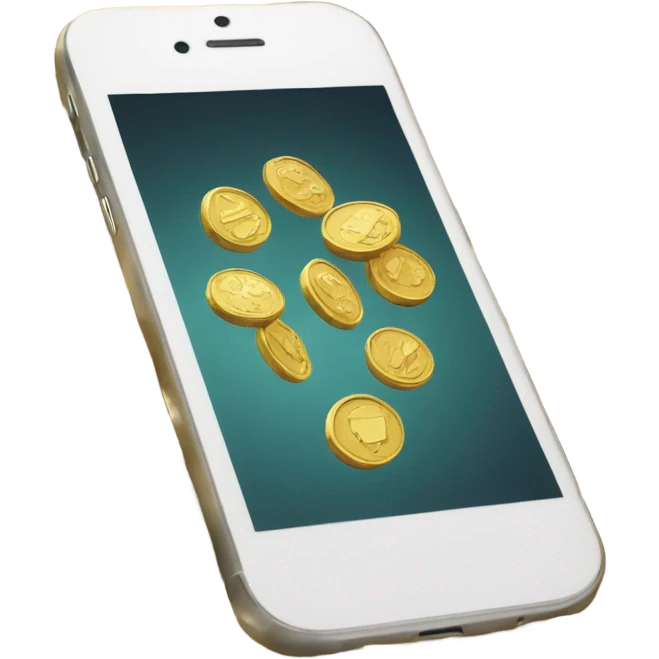 coins fly out of the phone screen emoji