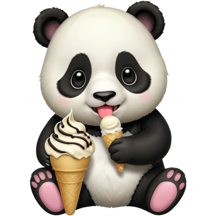 Panda eating ice cream emoji