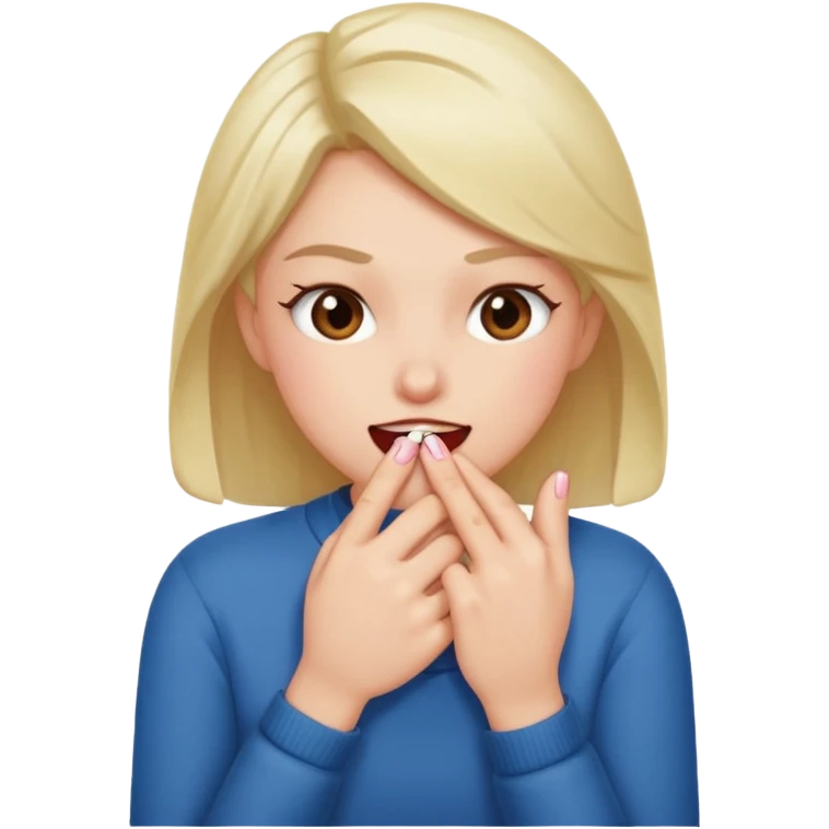 blushing and biting nails emoji