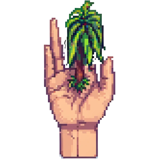 'Nah' hand gesture with palm facing out, casual and dismissive, pixel art style emoji