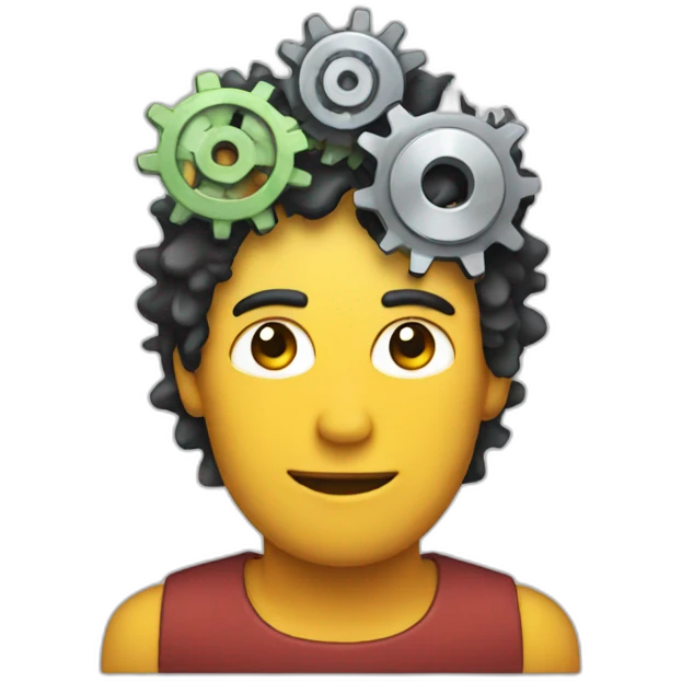 men with gears in head emoji
