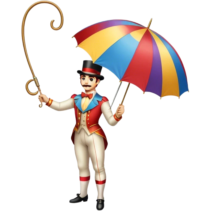 Vintage circus tightrope walker holding umbrella emoji