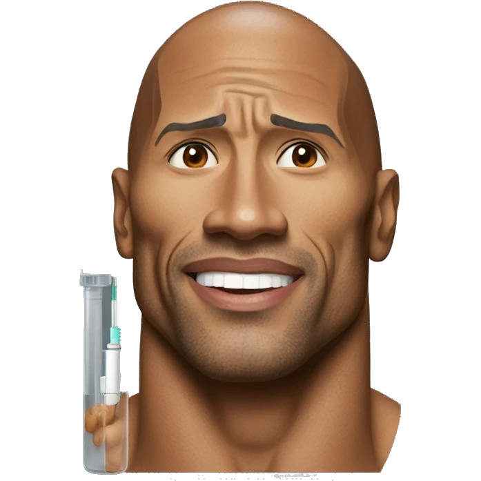 Dwayne Johnson with syringe emoji