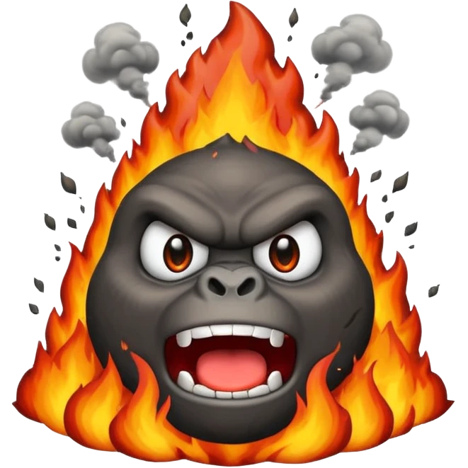 can i have an image of an angry volcano erupting with an angry face. dont make it look like a garilla emoji