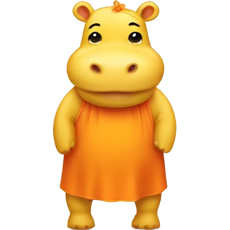 Yellow hippo with Orange dress emoji