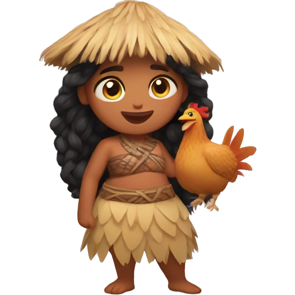 moana con su cerdo y su pollo emoji