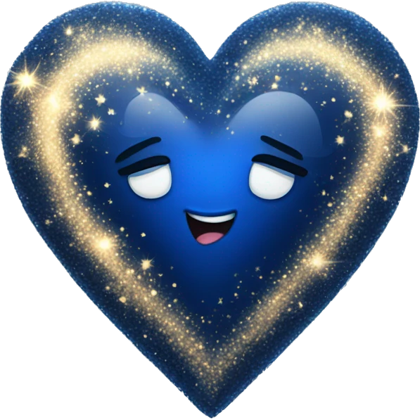Dark blue heart with sparkles emoji