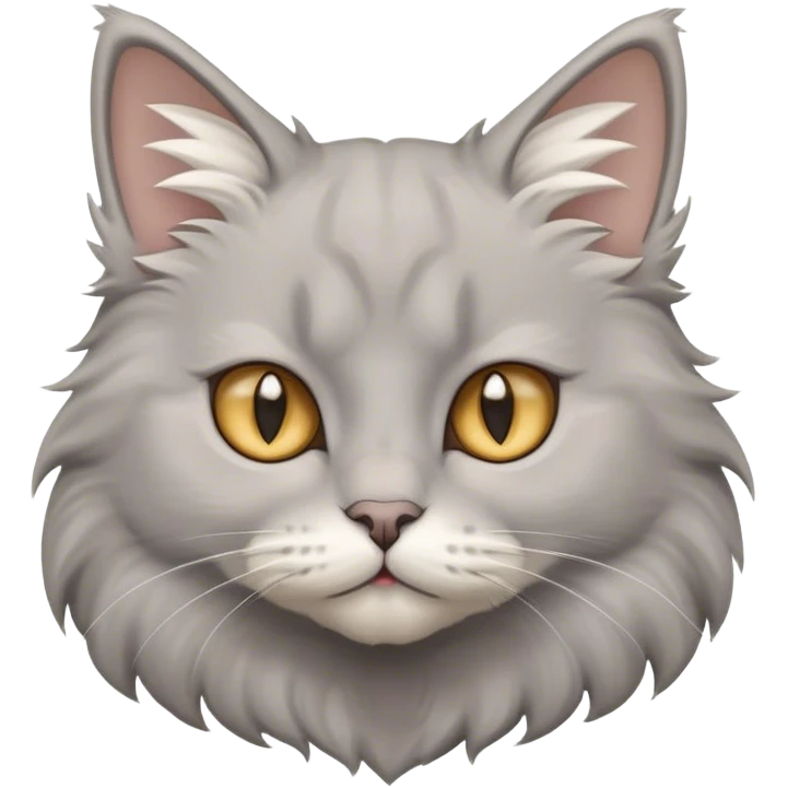 grey fluffy cat with white pointy ears  emoji