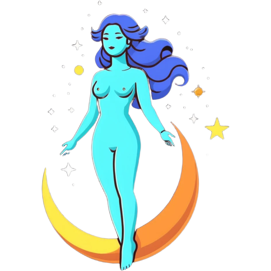fullbody universe goddess with cosmic elements and stars emoji