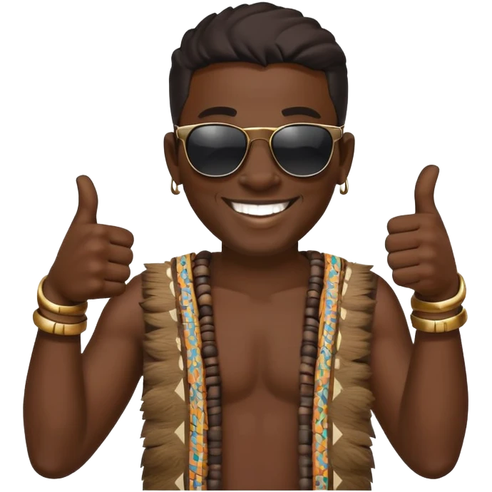 Black tribal man wearing sunglasses smiling thumbs up emoji