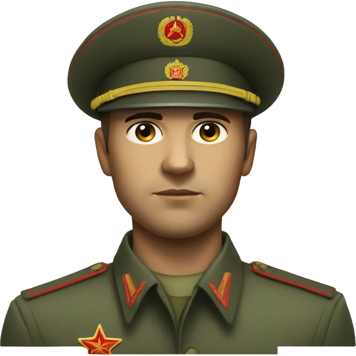 realistic ussr soldier serious with military takes emoji