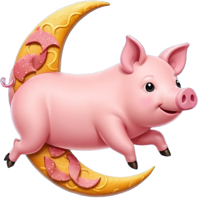 pig jumping over moon made of spam emoji