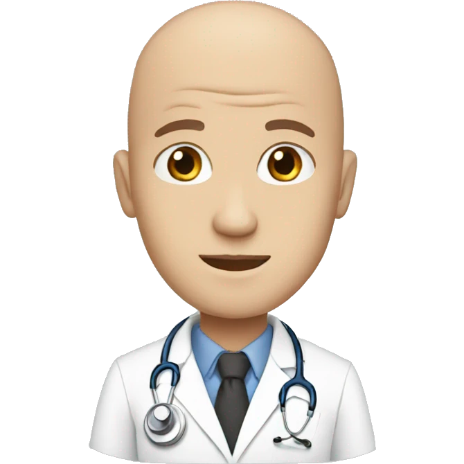 Bald blue eyed doctor emoji