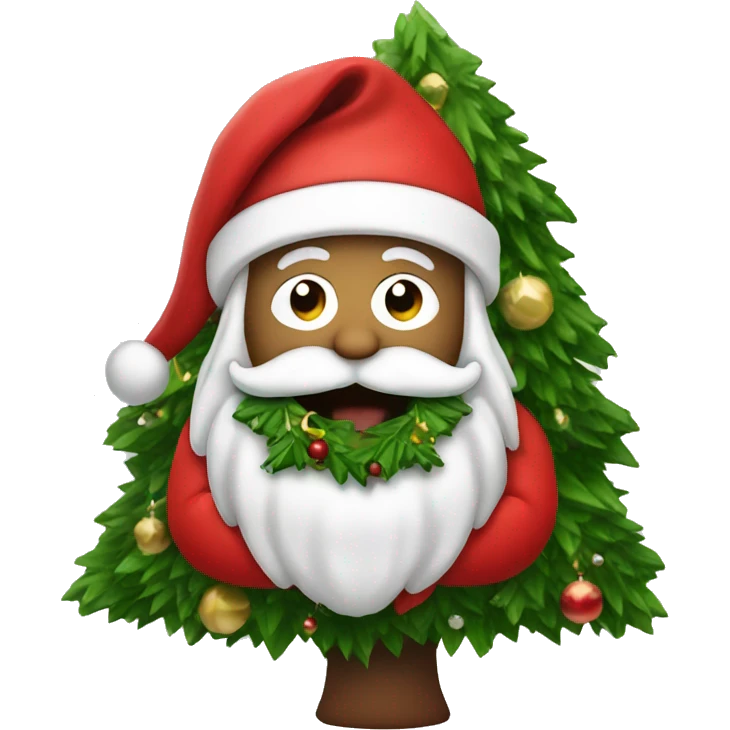 Santa eating a Christmas tree emoji