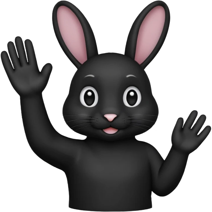 Emoji tete de Lapin noire qui fait bonjour de la main  emoji