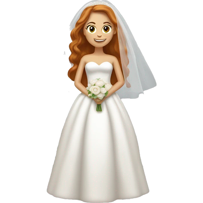 Tan White redhead girl in wedding dress no vail  emoji