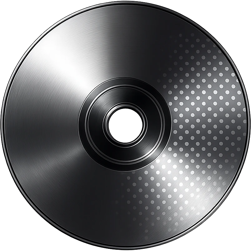 A minimalist CD disc with dot pattern, glowing effect, purple color emoji