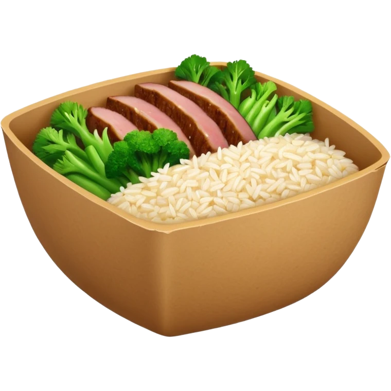 Retangular bowl made of kraft paper, 
The lunch box should be the most similar to this real one..
https://i.postimg.cc/FKcHz1tk/Screenshot-2025-11-11-alle-16-06-29.png

Can get more images of the bowl https://www.instagram.com/chefaporterbr/
Put inside food, like rice, green vegetables and meat. emoji