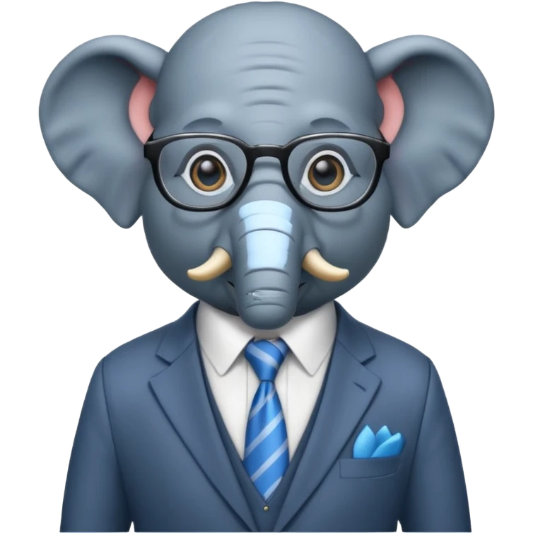blue elephant in a suit and glasses emoji
