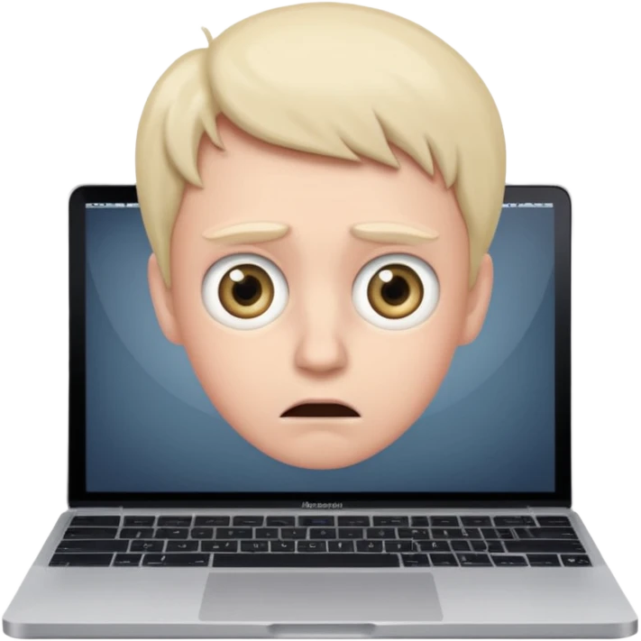 Someone using a MacBook, looking being afraid of something emoji