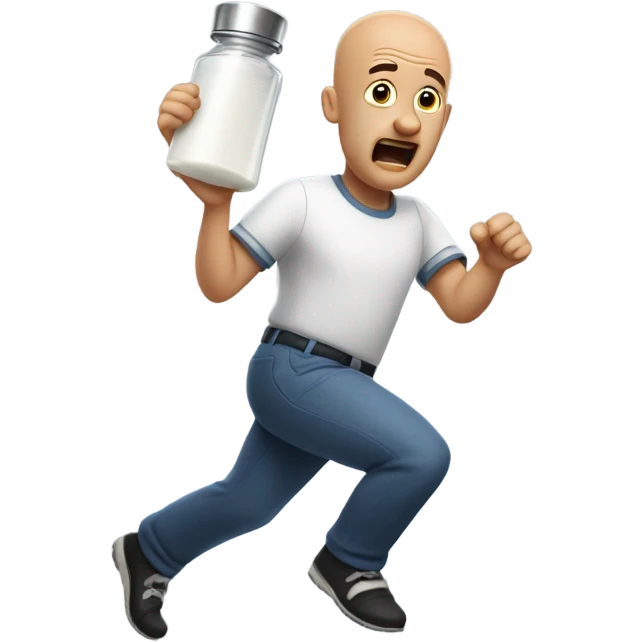 bald dad being chased by salt emoji